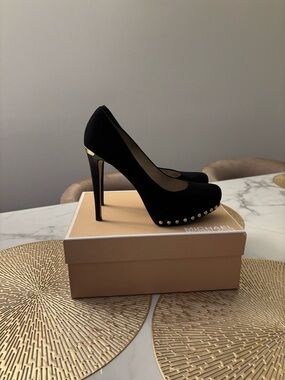 Michael Kors Black Suede Studded Platform Stiletto Pumps